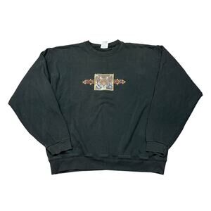 Vintage 90s Tiger Paw Embroidered Crew Sweatshirt Men's Large